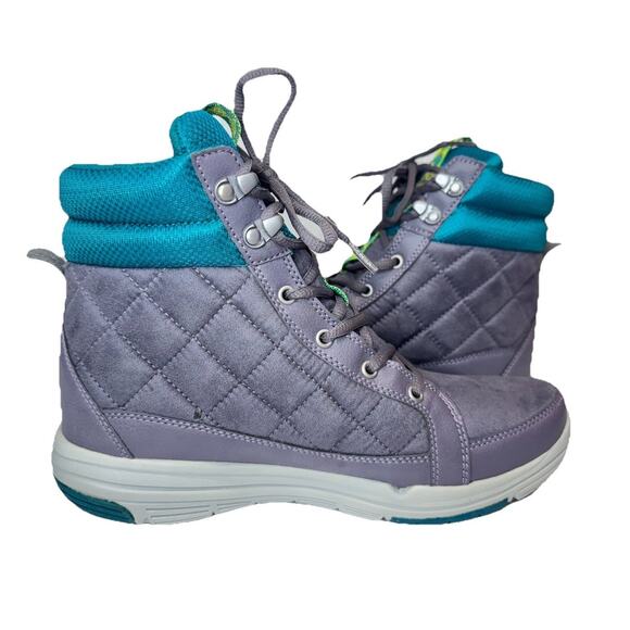 Ryka Aurora Boots Quilted Upper Hi Top Sneaker Gray/Teal Womens Sz 8 - Picture 9 of 10
